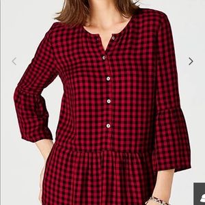 J. Jill gingham shirted-sleeve top